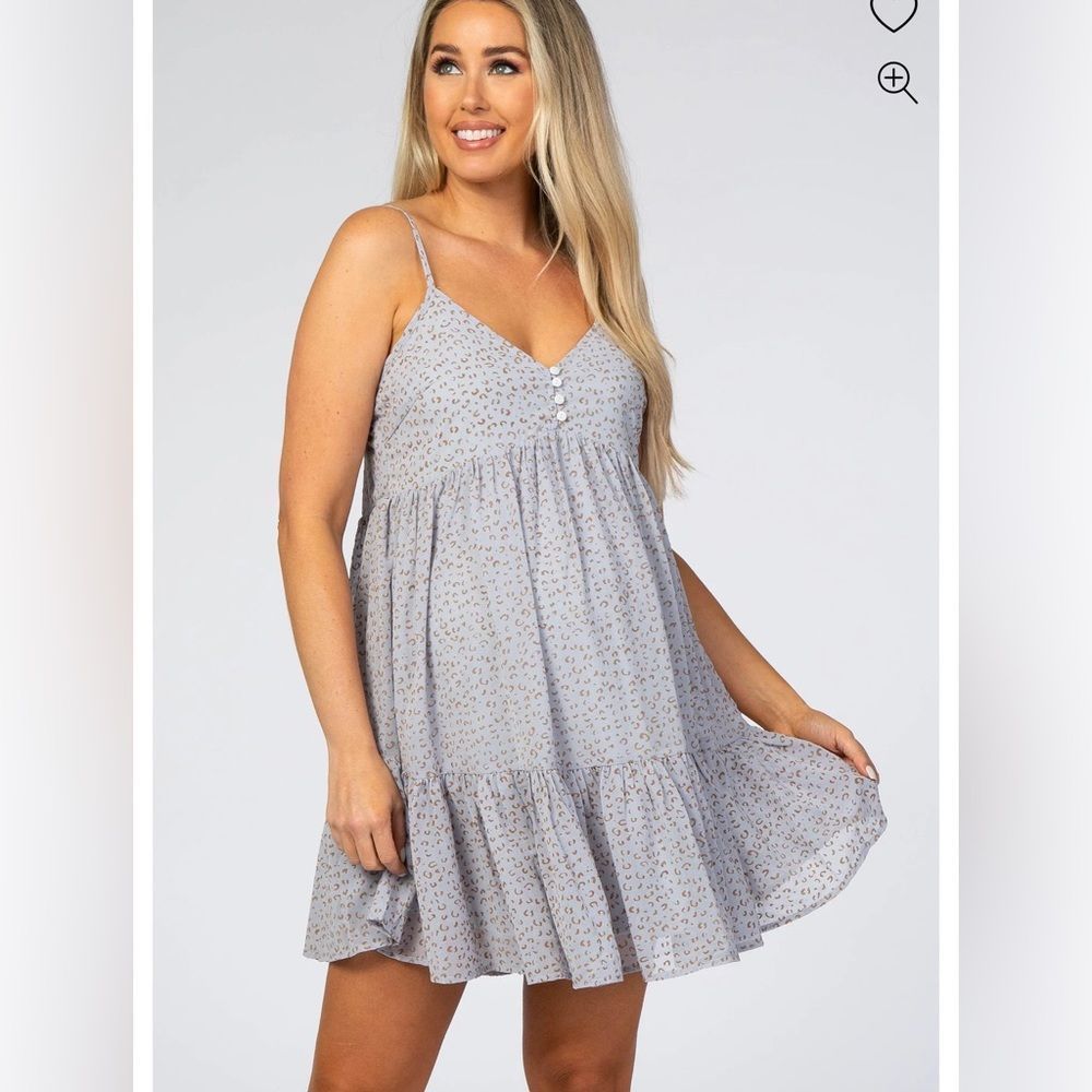 Blue Animal Print Babydoll Maternity Dress
